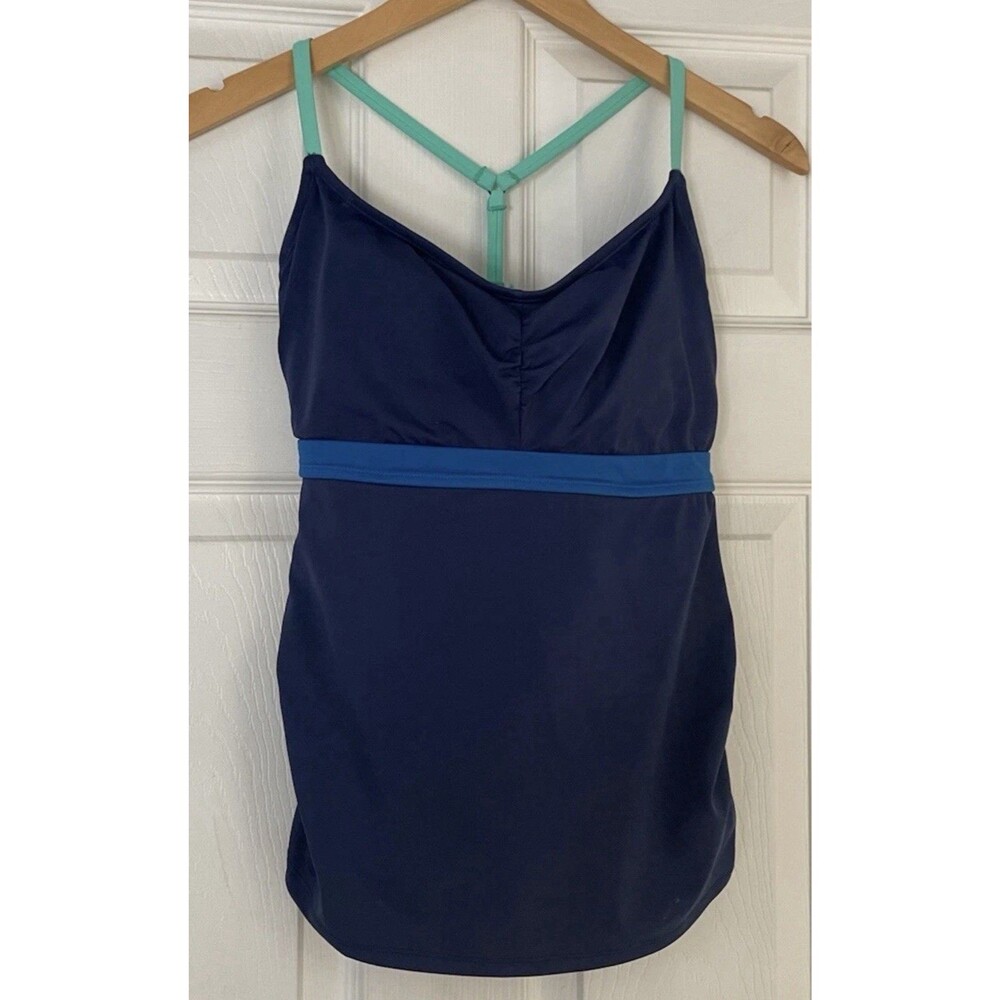 Title Nine Swim Tankini Top Underwire Swimsuit Navy Green